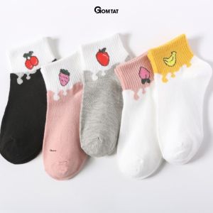 Set 5 đôi vớ nữ cổ ngắn GOMTAT họa tiết cute chất liệu cotton mềm mịn hút ẩm thoáng khí khử mùi chân -CB082