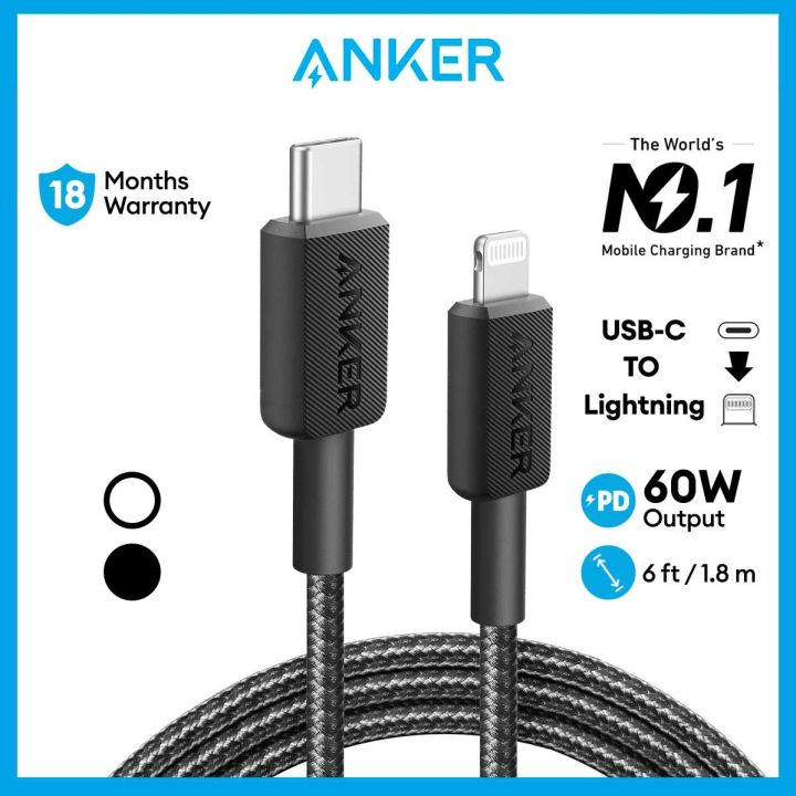 Anker 322 PowerLine USB C To Lightning Cable 6ft/1.8m IPhone Cable ...