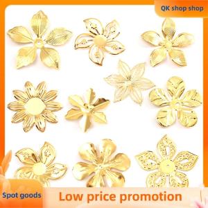 ✨QK shop✨ 50Pcs Set Vintage Metal Flower Filigree Slice Charms Jewelry DIY Craft Findings
