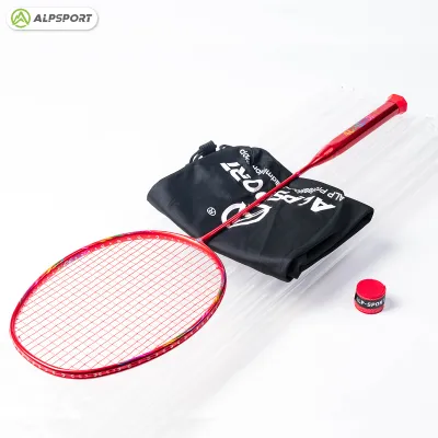 ALP BBQ2.0 Damping Ring Super Light 8U Rainbow Frame 100% Full Carbon Fiber Badminton Racket With Titanium Alloy Shock Absorption Professional Reket Sport Raket Badminton For Adult Training
