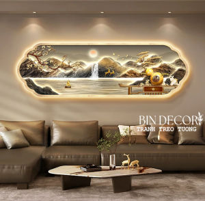 Tranh treo tường đèn led núi non hùng vĩ 16 trang trí decor phòng khách kèm đinh