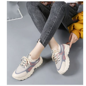 Korean fashion style thick soles running sneakers summer breathable rubber shoes for teens women