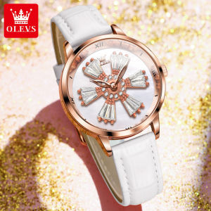 OLEVS Casual Watch For Women Waterproof 2023  Luminous Fashion Rotation Dial Leather strap 100% Original Genuine Elegance