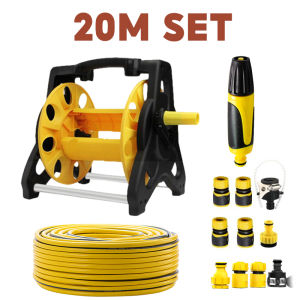 10M/15M/20M/25M/30M/35M Garden Hose Reel Set Heavy-Duty PVC Hose Stable Tri-Pod Base Car Washing Garden Patio Cleaning