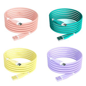 Liquid Silicone Data Cable with Lamps 3A Super Fast Charging Cable Cord Support Data Transmission for Tablets PC