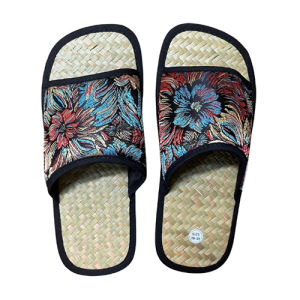 Dép cỏ bàng quai gấm hoa Hương Quế – DCQ-111c