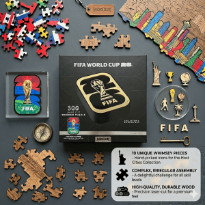 Official FIFA World Cup Wooden Puzzle 300 Piece Collectors Box Edition with Premium Wood Finish