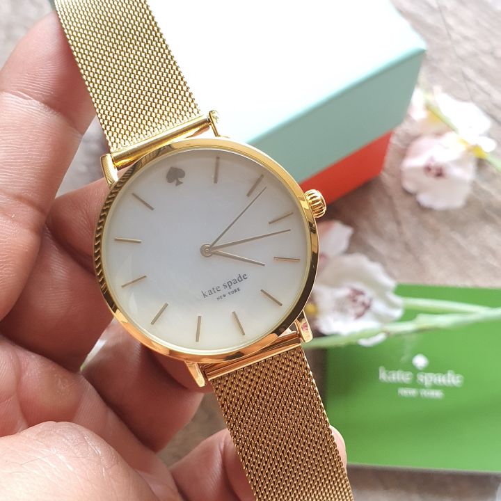 Original Kate Spade New York Threehand White Dial Gold Tone Stainless