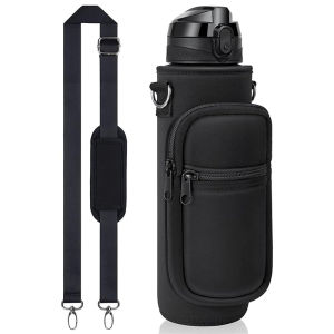 TINYAT Water Bottle Bag Carrier 24oz/32oz Insulated Neoprene Bottle Sling Holder Case Pouch Cover for 1000ML/750ML Bottles with Shoulder Strap for Girls Boys Adults