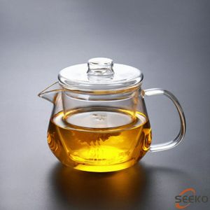 Seeko Borosilicate Glass Clear Cup With Lid and Tea Infuser Teapot 600ml and 500ml