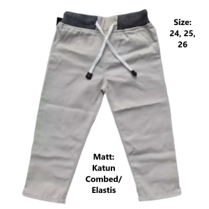 Celana Anak Umur 6-12 Tahun Celana Chinos Anak Melar Kain Katun Combed Polos Hitam Abu Mocca Cream