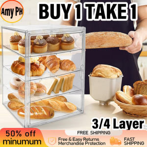 【BUY 1 TAKE 1】3/4 Layers Acrylic Display Case Mug Storage Organizer Store Food Dustproof Box Dessert Cake Bread Show Rack