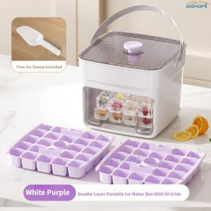 [SG Seller]Large Capacity Drawer Ice Storage  One Press Ice Release Ice Cube Maker Food Safe Plastic Ice Mold