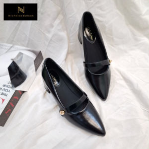 Nicholas Edison Heel Cassie Sepatu pumps block heels pointed formal wanita