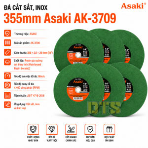 Đá cắt sắt inox 355 mm Asaki AK-3709 chính hãng - Cắt nhanh siêu bén chống vỡ chống mài mòn