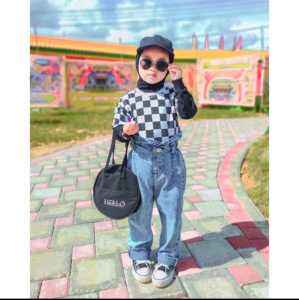 Celana anak Boyfriend pinggang karet/ jeans anak perempuan usia 3-8 tahun