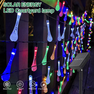 ไฟตกแต่งโซล่าเซลล์ 20LED/50LED/100LED ไฟคริสต์มาส ไฟกระพริบ ไฟทรงหยดน้ำตกแต่งกลางแจ้ง