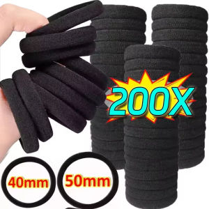 【Free gift 】200pcs Set Big Hair Ties Korean Fashion Simple High Elastic Black Rubber Band Baby Girl Hair Tie Getah Rambut Hair Accessories