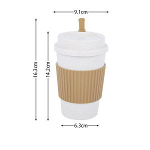 【Send Gifts】Wheat Straw Material Insulated Drinking Cup 380ML Compact Handy Design Wheat straw coffee mug leak-proof Coffee Cup with Lid Handy Milk Cup Mixing Cup Portable Juice Cup Home Travel Water Cup