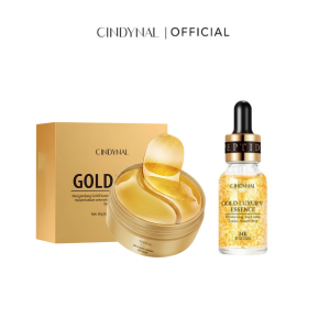 CINDYNAL - 2in1 Paket Eye Mask Gold Masker Mata 60 Lembar & Glowing Serum Gold