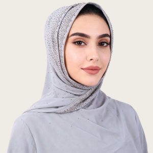 K0Y9VB4G Bảo hiểm toàn diện Khăn voan đính đá Thoáng khí Màu đơn sắc Khăn choàng nhăn Lấp lánh Thanh lịch Khăn trùm đầu cầu nguyện Phụ nữ