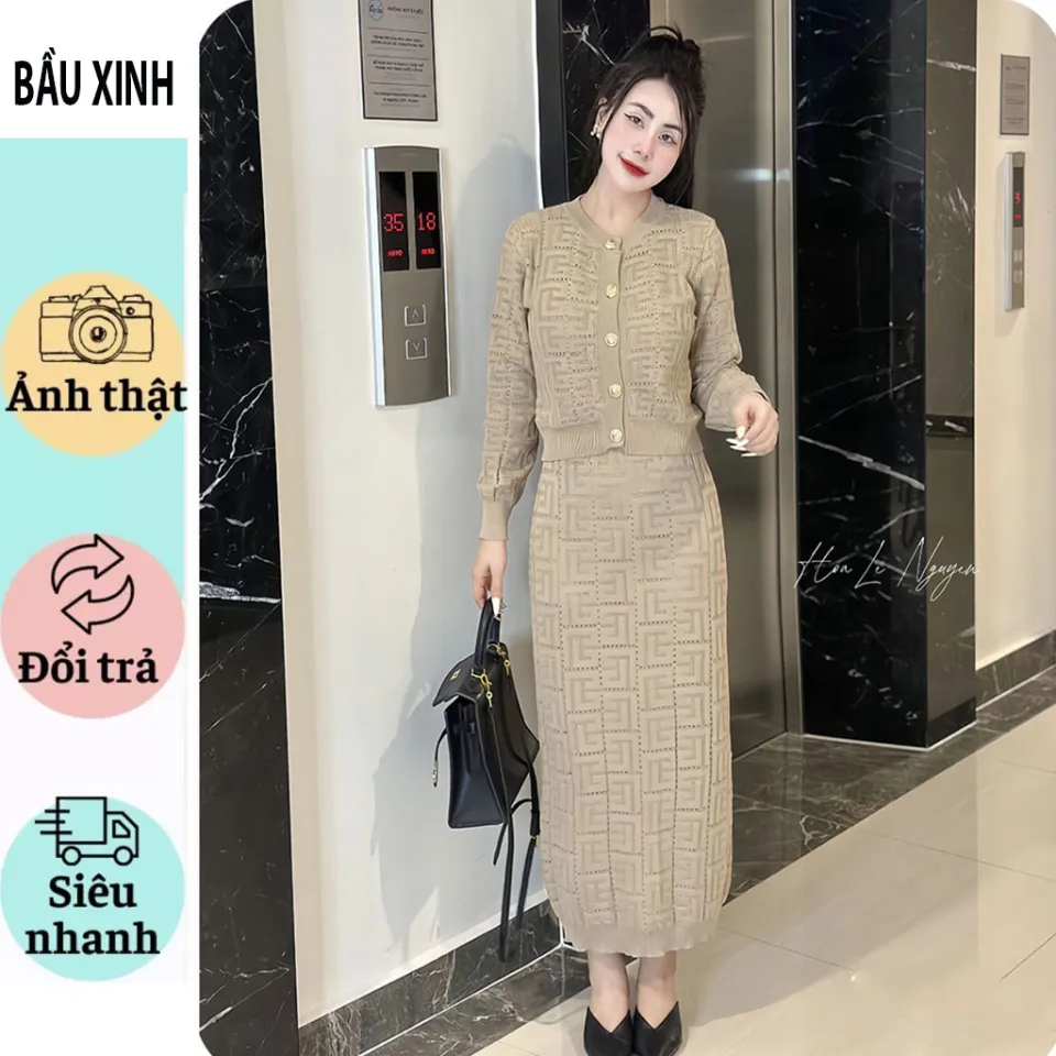 Váy bầu - đầm bầu len phong cách Hàn Quốc sang chảnh-váy len nữ dai tay đi  tiệc đám cưới dáng suông 250 | Shopee Việt Nam