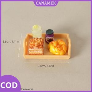 CANAMEK✨ 5pcs thu nhỏ thực phẩm và chơi trang trí Dollhouse sumilation mini bánh mì Dim Sum uống với tấm buổi chiều trà trang trí cho Kid giả vờ chơi đồ chơi