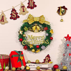 Christmas wreaths with lights for front doors stairs table christmas decorations home display outdoor high quality artificial garland with bowknot ornaments ibbon pinecones party xmas tree eall fireplace decoration
