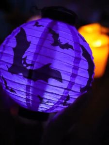 Halloween Paper 8inch Lanterns with LED Light Party Decor Spider Skull Bat Hanging Lantern Decoratio