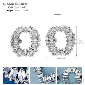 [Free Shipping] BrideS Wedding High-Heeled Shoes With Decorative Flowers Versatile WomenS Shoe Accessory Oval Hollow Design With Rhinestone Shoe Buckle