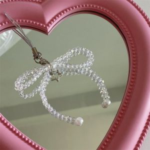 SEJUE4373 Butterfly Bead Phone Pendant Sweet Girl Phone Charms Cellphone Chain Phone Accessories Strap Keychain Y2K Phone Lanyard CCD Camera