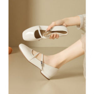Free Shipping Retro Mary 2026 New Collection: Elegant Spring Fashion Shallow-Toe Square-Toe Flats Leather Shoes WomenS Shoes