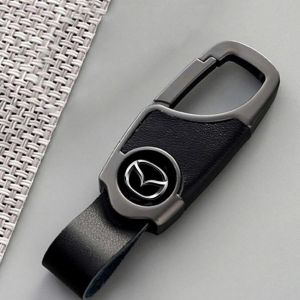 Gantungan Kunci Mobil Motor Bahan Kulit Tenunan Tangan Gantungan Kunci Keychain Leather logo Mazda