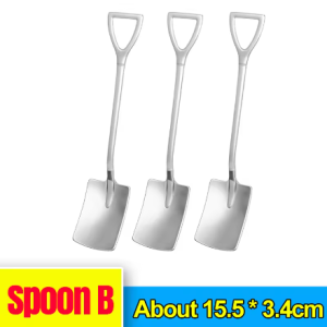 【 Xzxinzhan】ส้อมเหล็กไร้สนิมและช้อน10/1ชิ้นช้อนรูปพลั่วสร้างสรรค์ช้อนส้อมอาหารว่างชุดเครื่องใช้บนโต๊ะอาหารอุปกรณ์โต๊ะสำหรับบ้านสคูปไอศกรีม