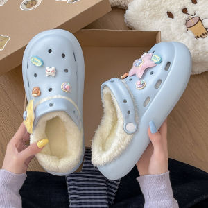 Free Shipping Extra-Thick Fleece-Lined EVA WomenS High-Heeled Quilted And Perforated Slippers Suitable For Both Indoor And Outdoor Wear And Easy To Slip On And Off
