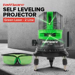 COD KIRIM CEPAT Taffware Laser Level 2 Line Green Paket Komplit+Tripod+2 Baterai Self Leveling Projector - SPY003