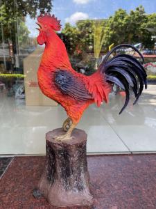 Tượng gà trống bằng đồng vẽ màu decor trang trí cực đẹp cao 47cm ngang 30cmnặng 9kg