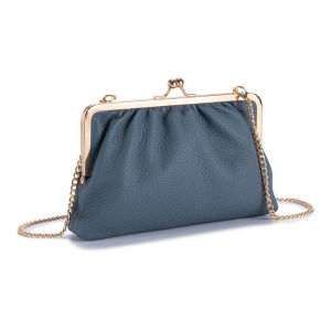 Soft Leather Pleated Gold Chain Bag Womens Dinner One-Shoulder Cross-Body Clutch Clutch Classy Style
