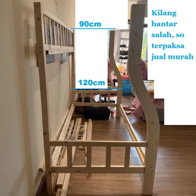 Double Decker Queen + Single Bunk bed Two-Layer Bed Mother Kids Bed 子母床