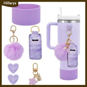 [Hillarys] 6pcs Accessories Set Water Bottle Boots Cover Mini Hooks Lipstick Sleeve Pouch Pom Daisy Charm Keychain For Stanley Tumbler
