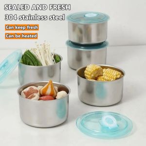 304 Stainless Food Container Stainless Steel Fresh Keeping Box with Sealed Lid Food Trays Food Keeper Storage Box Stainless Food Cont Multi-purpose Food Organizer Thickened Food Storage Crisper Refrigerator Accessories