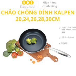 Chảo Inox 3 lớp liền khối Chảo chống dính Kalpen Kazler size 20 24 26 28 30 cm