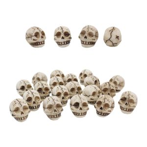 XIJIBAN 20PCS Resin Halloween Skull Figurine White Lightweight Ghost Decorative Statue Charming Micro Landscape Miniature Dragon Skull Figurine Home Decoration