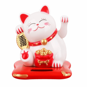 UNQIN Sử dụng năng lượng trời Mèo Thần Tài May Mắn Trang Trí Mini Sự giàu có lộng lẫy Đồ trang trí xe hơi Tượng trang trí Ngoại hình dễ thương Tượng Mèo Thần Tài dành cho Gia đình Văn phòng