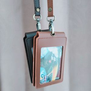 Id Card name tag kulit Holder Double Flip Magnet Terbaru
