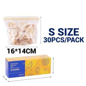 (Double Ziplock Food Bag) Sealed Transparent Food Preservation Bag Frozen Plastic Zipper Compact Fruit Vege Storage Bags