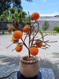 Chậu cây hồng móc len handmade – quà tặng decor để bàn xinh xắn | LuuHienYarn