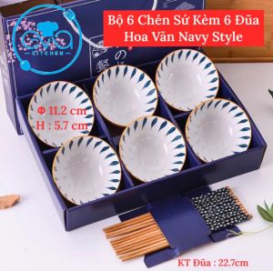 Bộ 6 Chén Sứ Hoạ Tiết Hình Thú Kawaii Phong Cách Nhật Tặng Kèm 6 Đôi Đũa Tre Cao Cấp