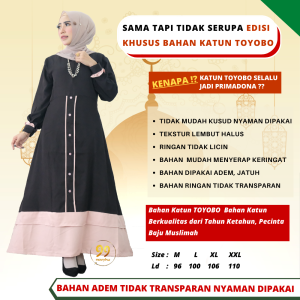 Baju Gamis Wanita Remaja Terbaru Kekinian Bahan Katun Toyobo Premium Adem Kombinasi 2 dua Warna B6