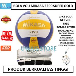 PAKET BOLA VOLY MIKASA 2200 + NET VOLI MIKASA GOLD - bola volly asIi - VOLLEYBALL EMPUK